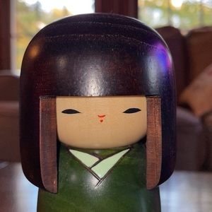 Japanese Kokeshi Wooden Doll 6" Girl Tusbaki Camellia Kimono Japan made